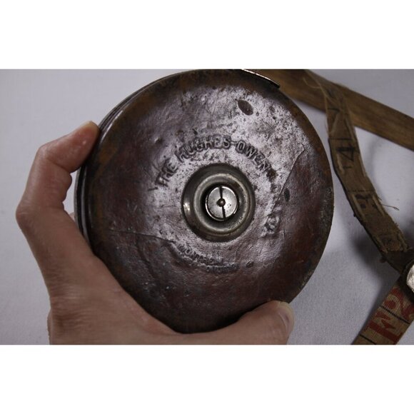 Antique leather carpenters tape measure 50ft Lufkin Rule Co / Hughes-Owen Co Ltd - Picture 4 of 10